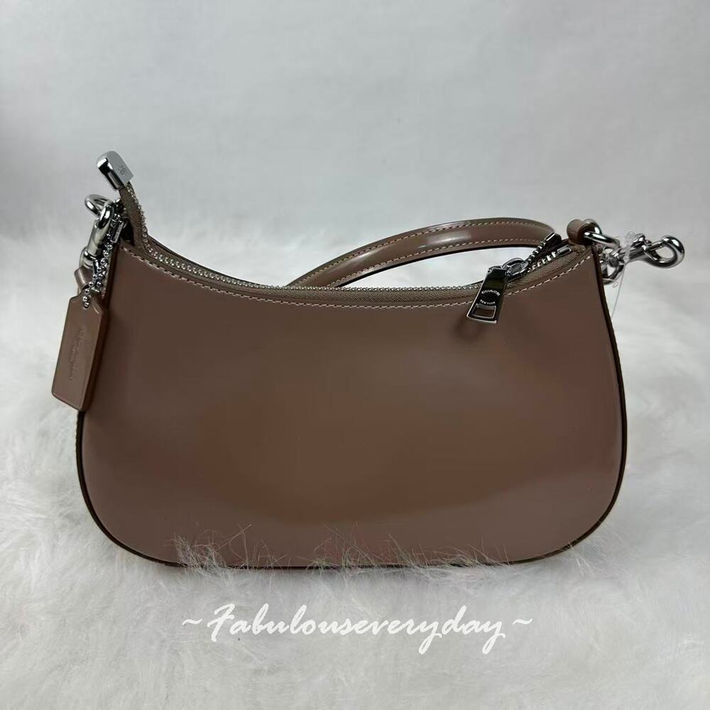 Coach Teri Shoulder Bag Crossbody In Leather Silver/Clay CV938 NWT - Picture 4 of 11